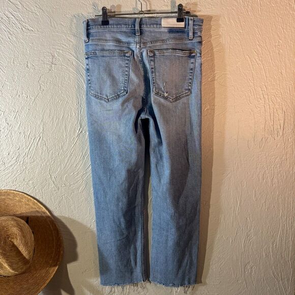RE/DONE Originals Distressed Raw Hem High Rise Straight Jeans - Picture 1 of 9